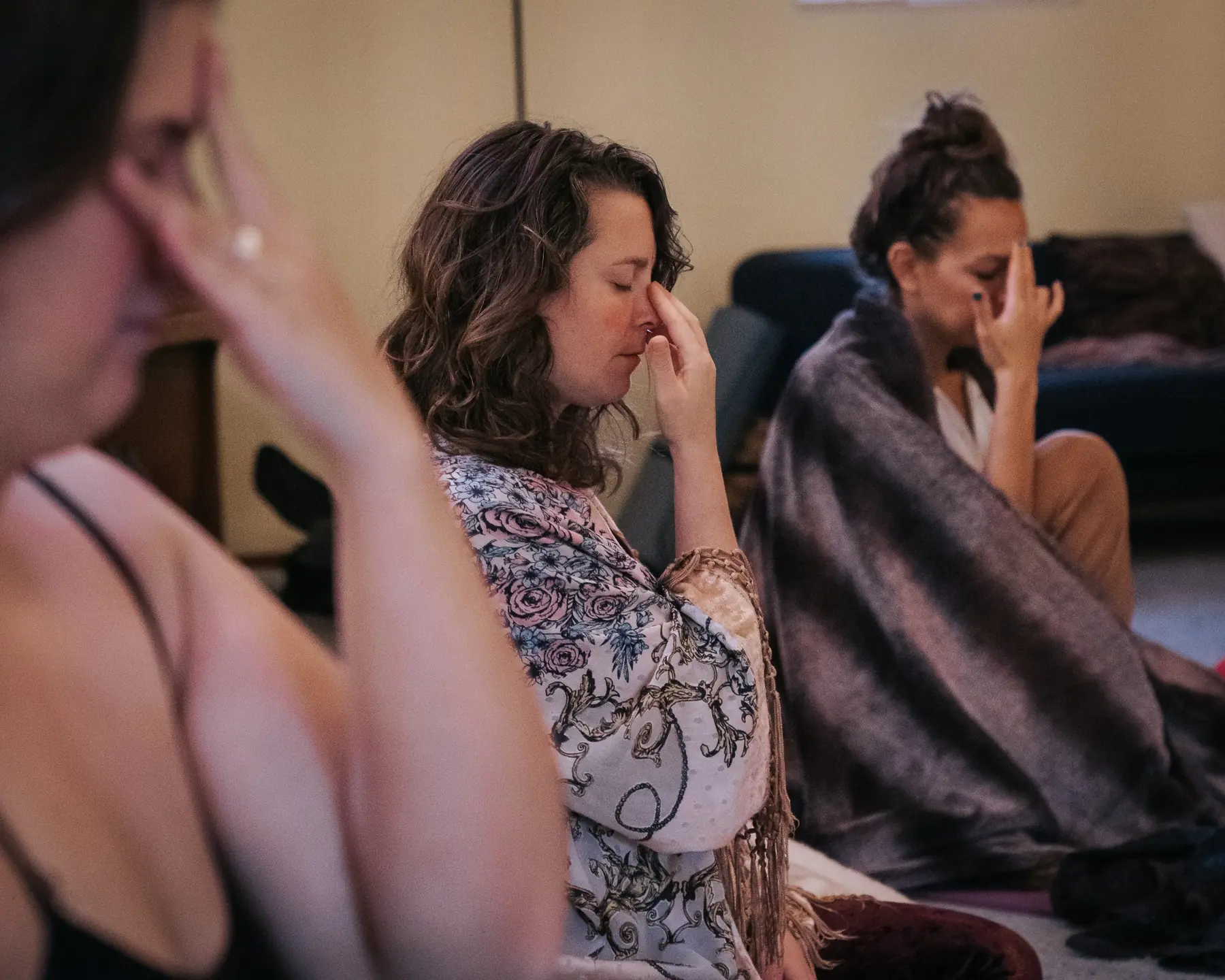 Breathwork session in atmospheric setting